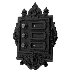Plaque de sonette pour immeubles à appartements | noir | Plaque de cloche avec boutons de cloche pour 3 noms | sonette ancienne MS9121